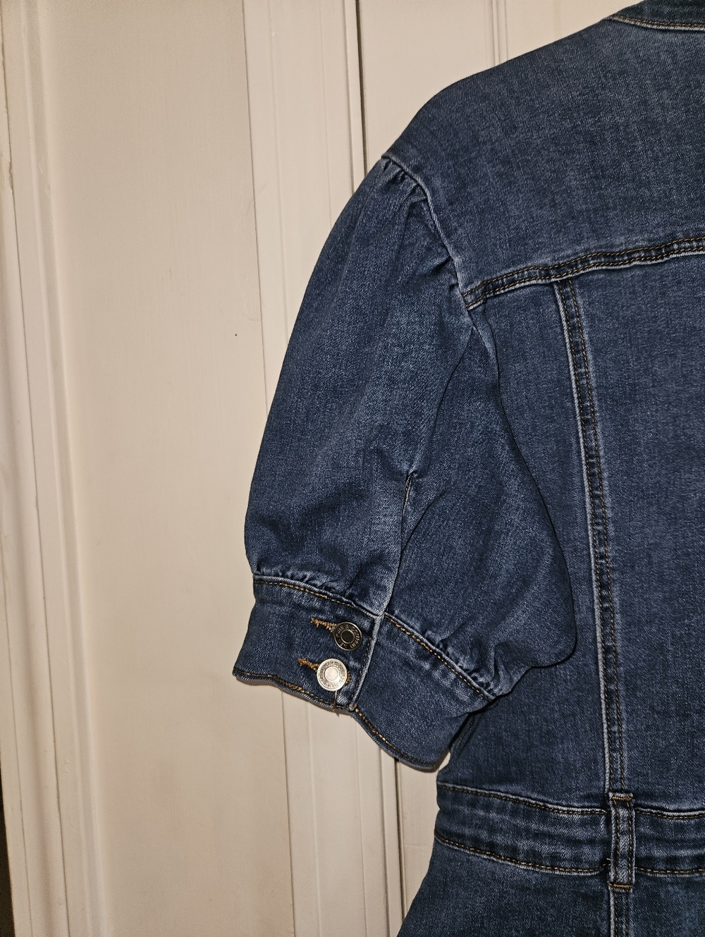 NY&C Co. Puff Sleeve Denim Dress Sz XL - Picture 8 of 14